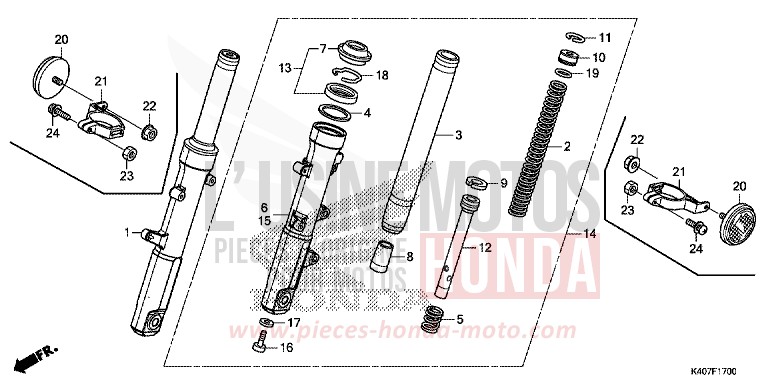 FRONT FORK for Forza 125 MAT CYNOS GRAY METALLIC (NH312) from 2015